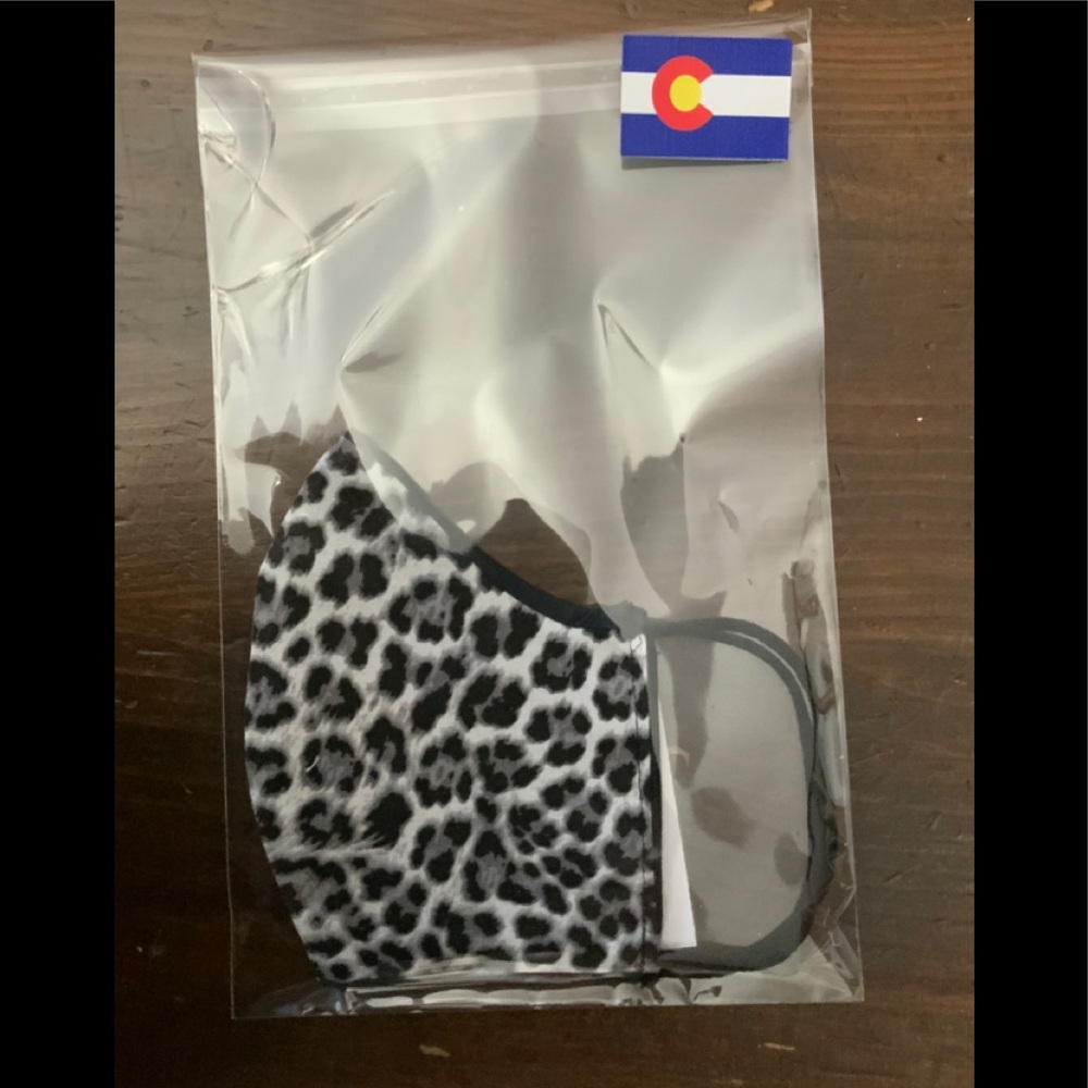 NWT Colorado made Gray Cheetah Animal Print mask